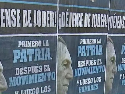 Afiches en Congreso: "Déjense de joder", el mensaje del PJ a Alberto Fernández y CFK
