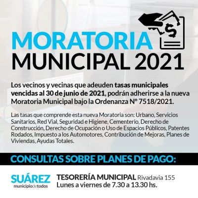El municipio instrumentó una nueva moratoria