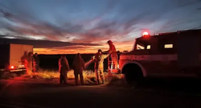 Principio de incendio en un camión de carga en la Ruta 67