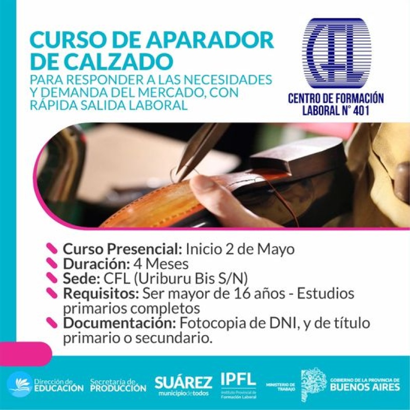 Curso de Aparado de calzado en el Centro de Formación Laboral N° 401