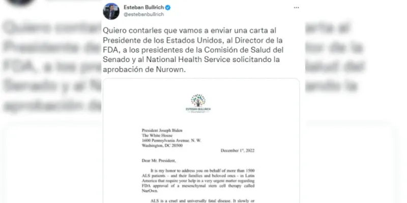 Estremecedora carta de Esteban Bullrich al Presidente de USA para aprobar una droga contra la ELA: “Desesperación y tristeza”