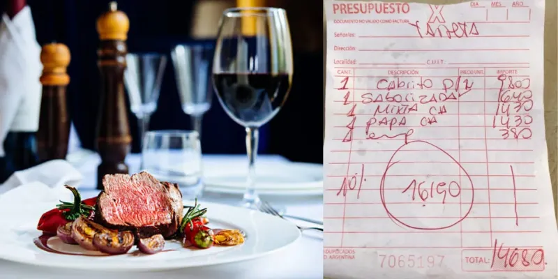 Gastó más de $16.000 por un almuerzo para dos y el ticket se volvió viral: “Creo que fue un abuso”