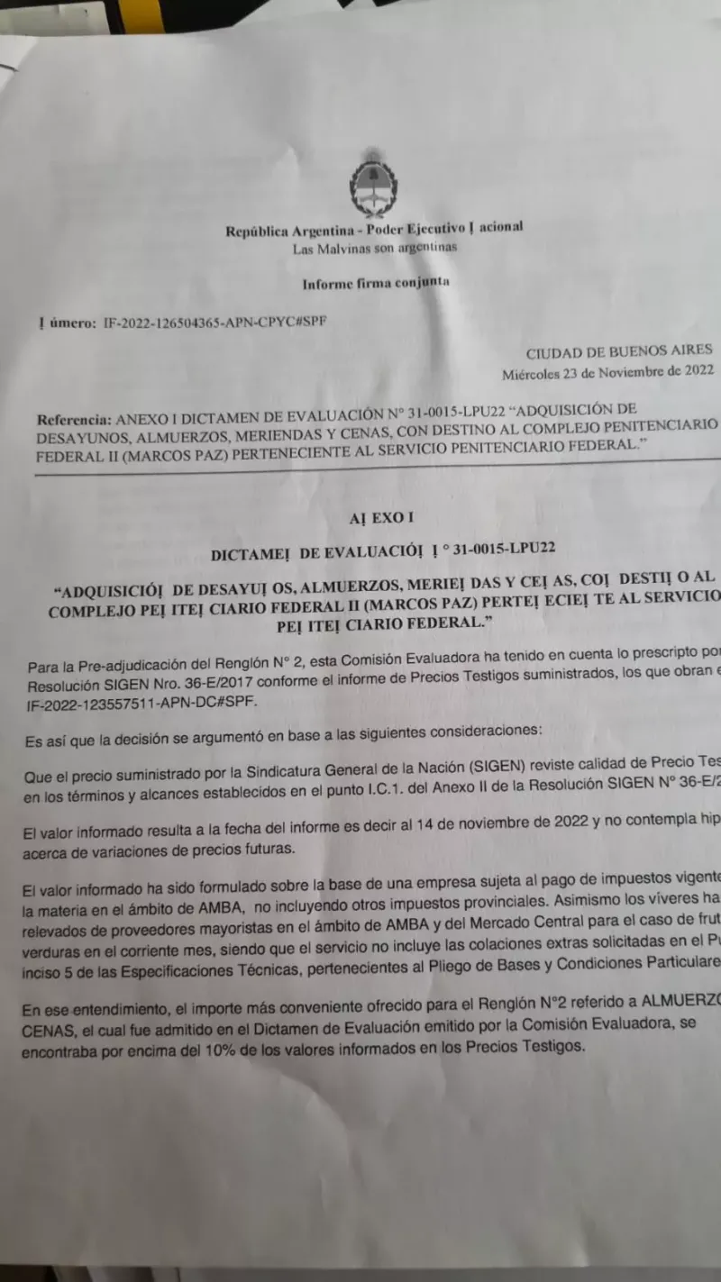 En la cárcel de Marcos Paz, el Estado gasta en alimentar a cada preso, 35 mil pesos más por mes que una jubilación mínima