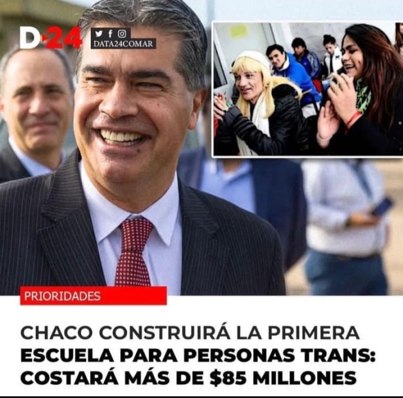 Capitanich va a construir en Chaco una escuela para personas trans. Invertirá 85 millones de pesos