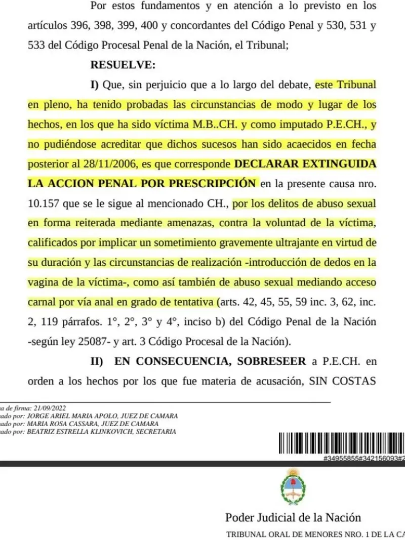 Fallo del Tribunal Oral de Menores N° 1 de Capital Federal