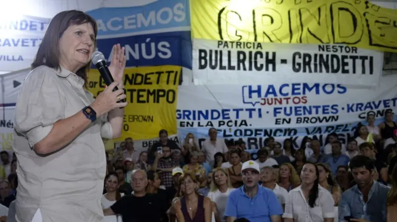 Patricia Bullrich en Lanús, durante el lanzamiento de Néstor Grindetti como candidato a gobernador