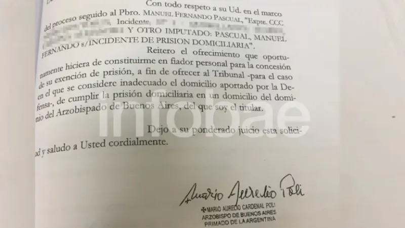 La carta presentada por Poli al Tribunal N°3