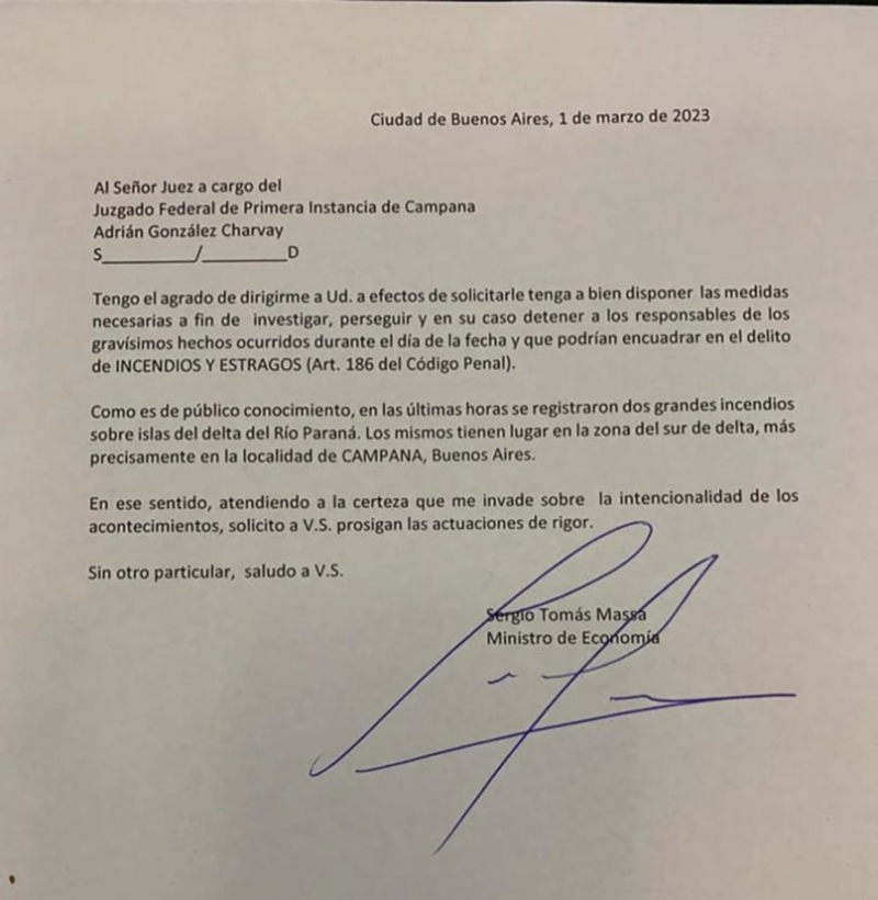 Apagón: Massa pide “detener a los responsables de los gravísimos hechos ocurridos en el día”