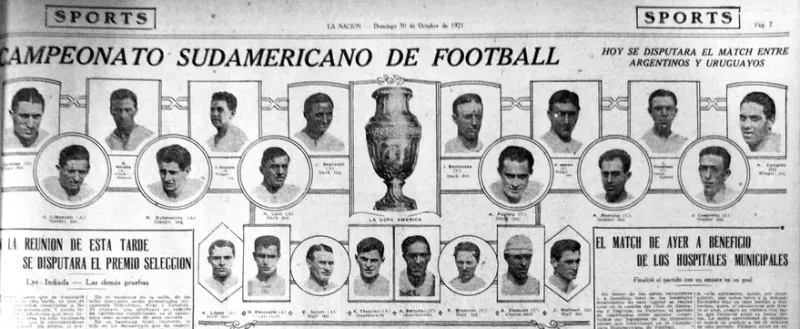 El anuncio del match decisivo del Sudamericano de 1921, con todos los jugadores en las páginas de LA NACION