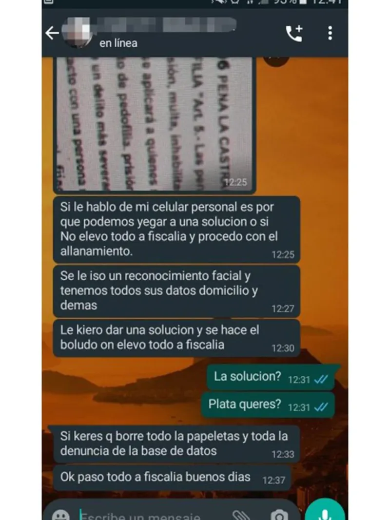 Una extorsión por Whatsapp de un falso policía ofreciendo ”una solución”