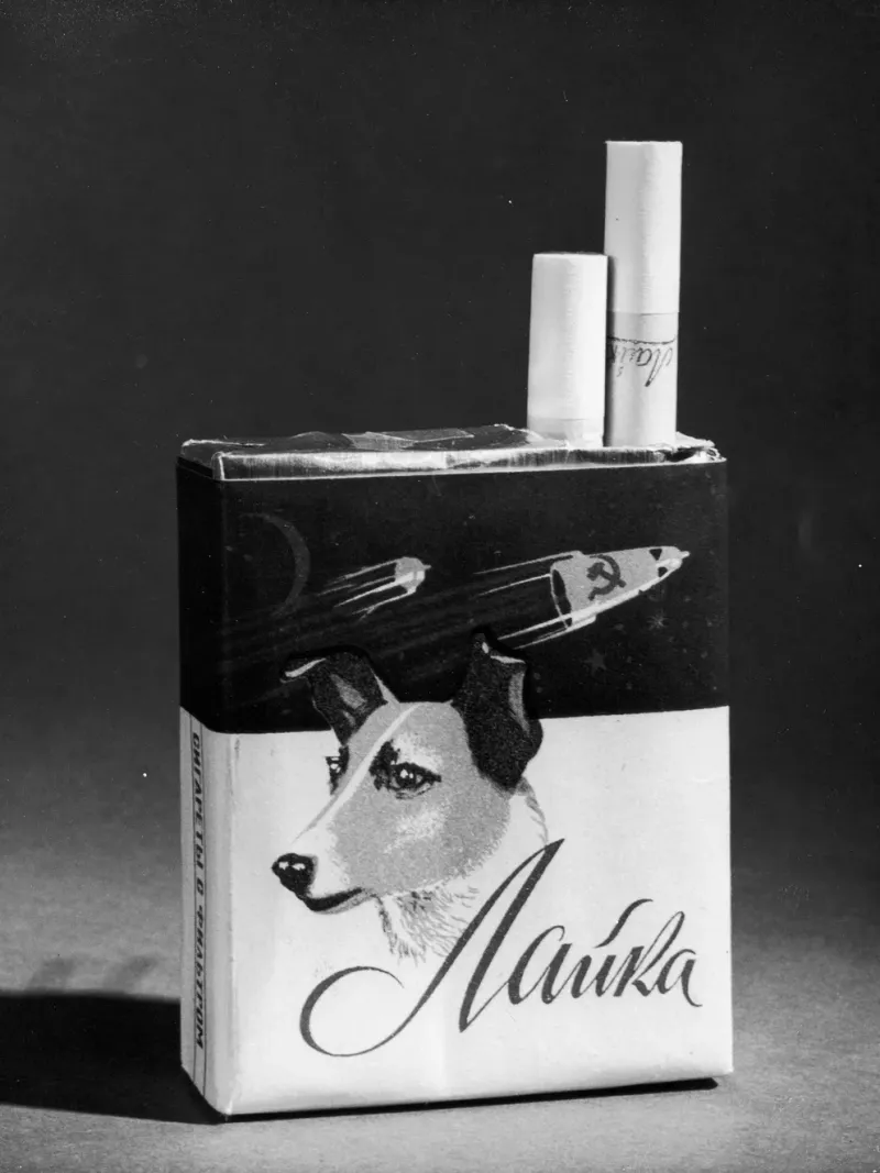 Cigarrillos soviéticos Laika. La perra, inútilmente sacrificada, era parte del orgullo de la URSS, que había anticipado a los Estados Unidos en enviar un ser viviente al espacio