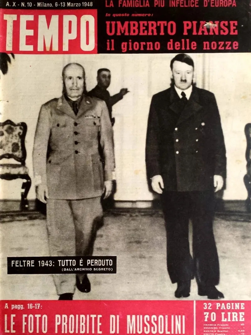 Días antes de ser derrocado, Mussolini se reunió con Hitler en la ciudad de Feltre, en el norte de Italia. Fue el último intento del Duce para pedirle a su aliado refuerzos tras el desembarco de los Aliados en Sicilia el 10 de julio de 1943. Según dicen,