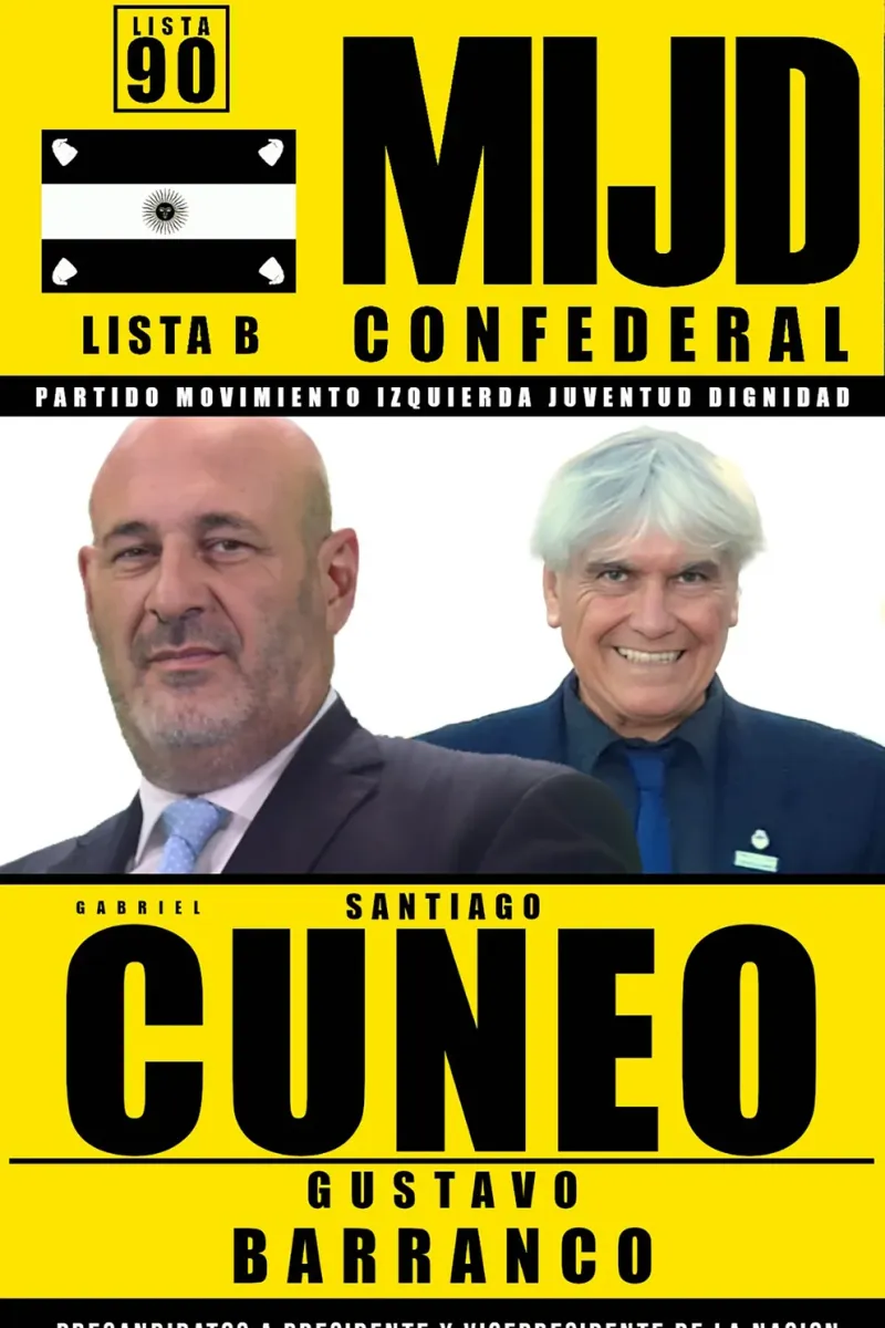 Santiago Cúneo y Gustavo Barranco, precandidatos a presidente y vicepresidente por el Movimiento Izquierda Juventud Dignidad