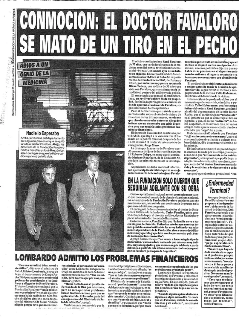 La muerte de Favaloro conmocionó al país (Diario Crónica - Gentileza Archivo Tea y Deportea)