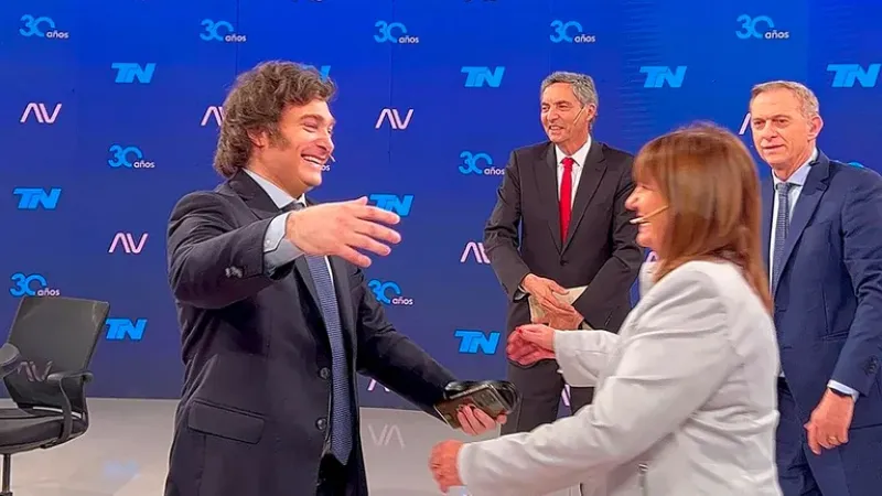 Milei y Bullrich en TN tras anunciar su pacto para el balotaje