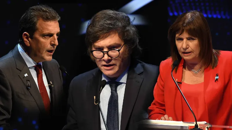  En un debate presidencial caliente, Bullrich recuperó terreno, Milei no arriesgó y Massa hizo control de daños. Foto: AP