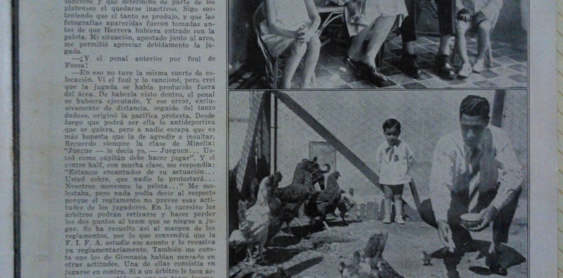 La segunda página de El Gráfico en diciembre de 1934. Rojo Miró posa junto a su esposa y sus hijos.