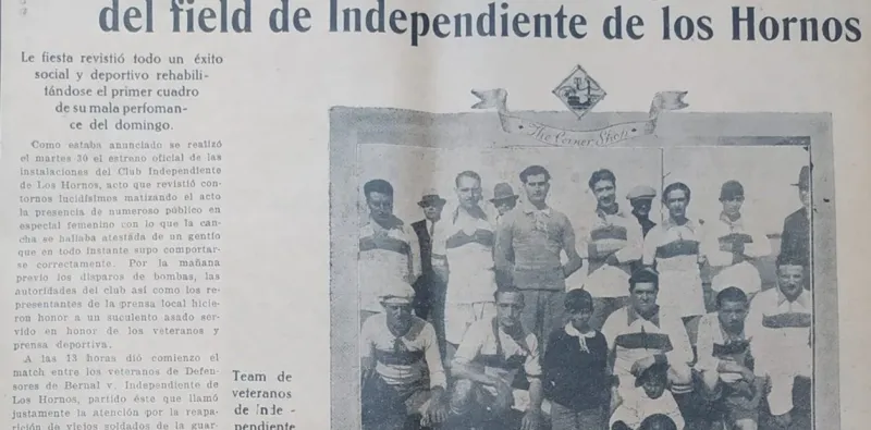 La noticia sobre la inauguración de la cancha de Independiente de Los Hornos en noviembre de 1926.
