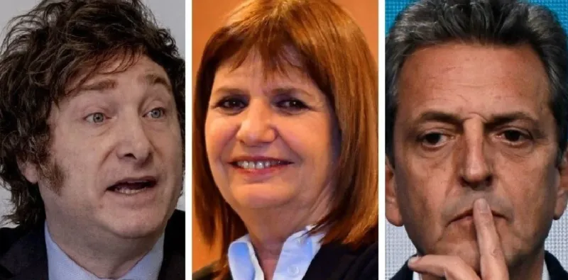 Javier Milei, Patricia Bullrich y Sergio Massa. De acá sale el futuro presidente.