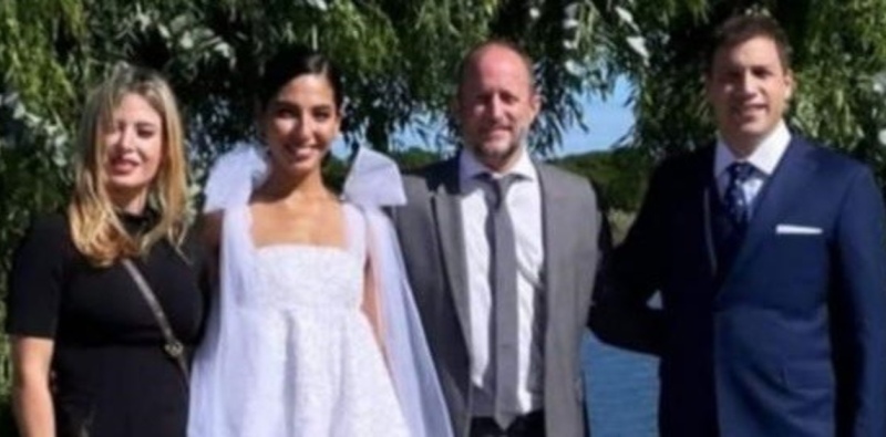 Insaurralde y Cirio, en el casamiento de Juan Pablo De Jesús con la modelo Alexia Toumikian. Todos viajaron a Punta Cana en un lujoso taxi aéreo.