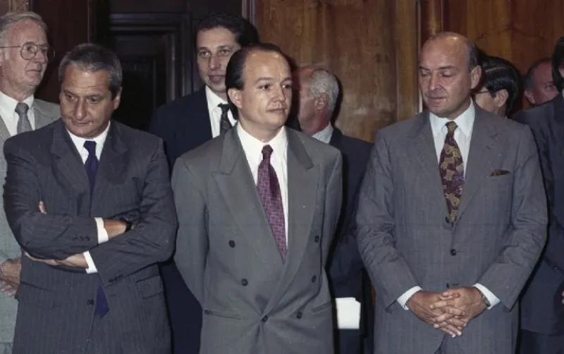 Joaquín Cottani junto a Domingo Cavallo cuando era funcionario del Palacio de Hacienda. Foto: Télam