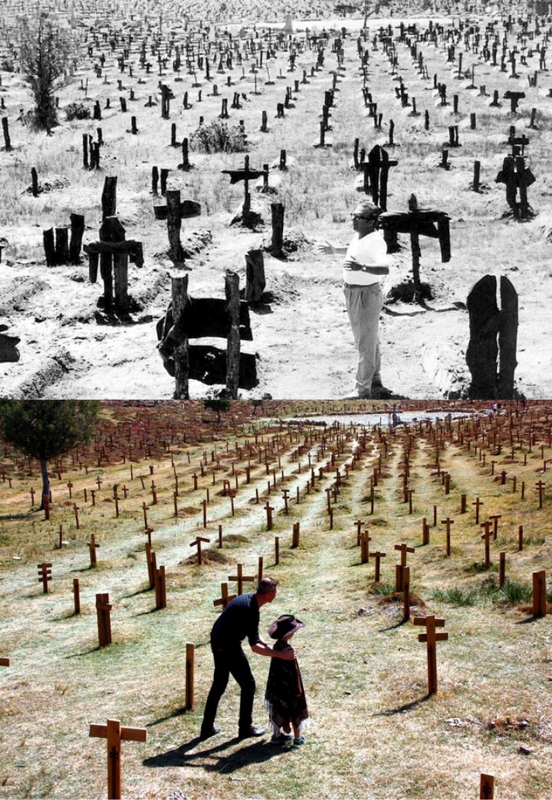   El antes y después del cementerio de Sad Hill. Foto: gentileza Sergio García