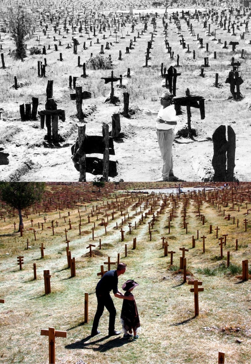 El antes y después del cementerio de Sad Hill. Foto: gentileza Sergio García