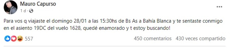 Un whitense se enamoró en el avión y pide ayuda en las redes para encontrar a la chica