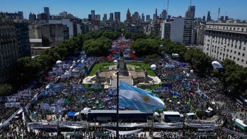  Manuel Adorni sostuvo que “el paro tuvo un acatamiento de 40 mil personas” (Foto: AFP)