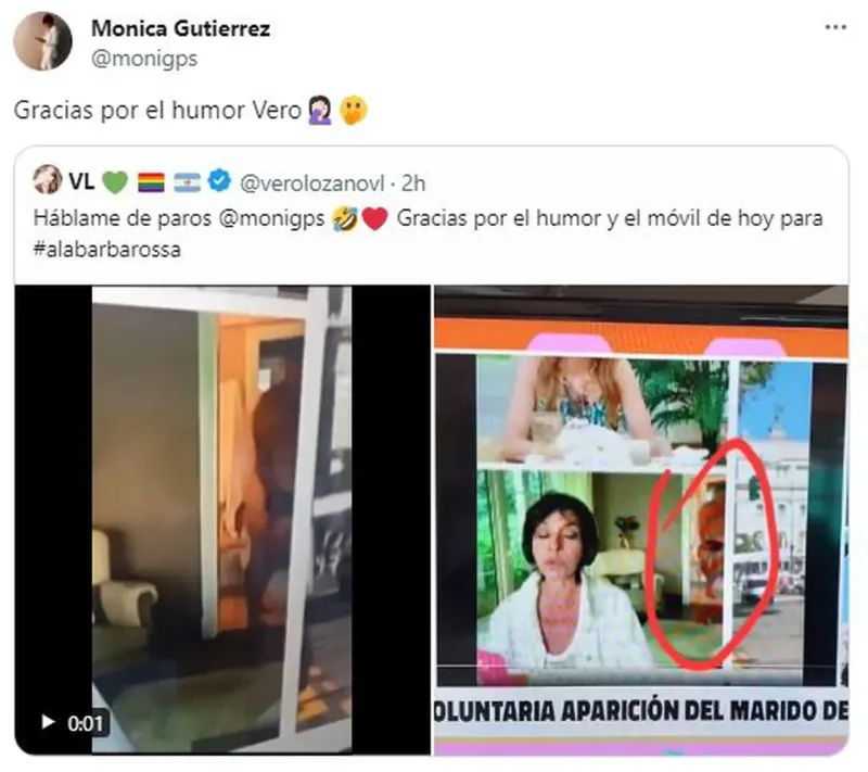 El tuit de Mónica Gutiérrez tras el blooper con su marido. (Foto: Twitter/monigps)