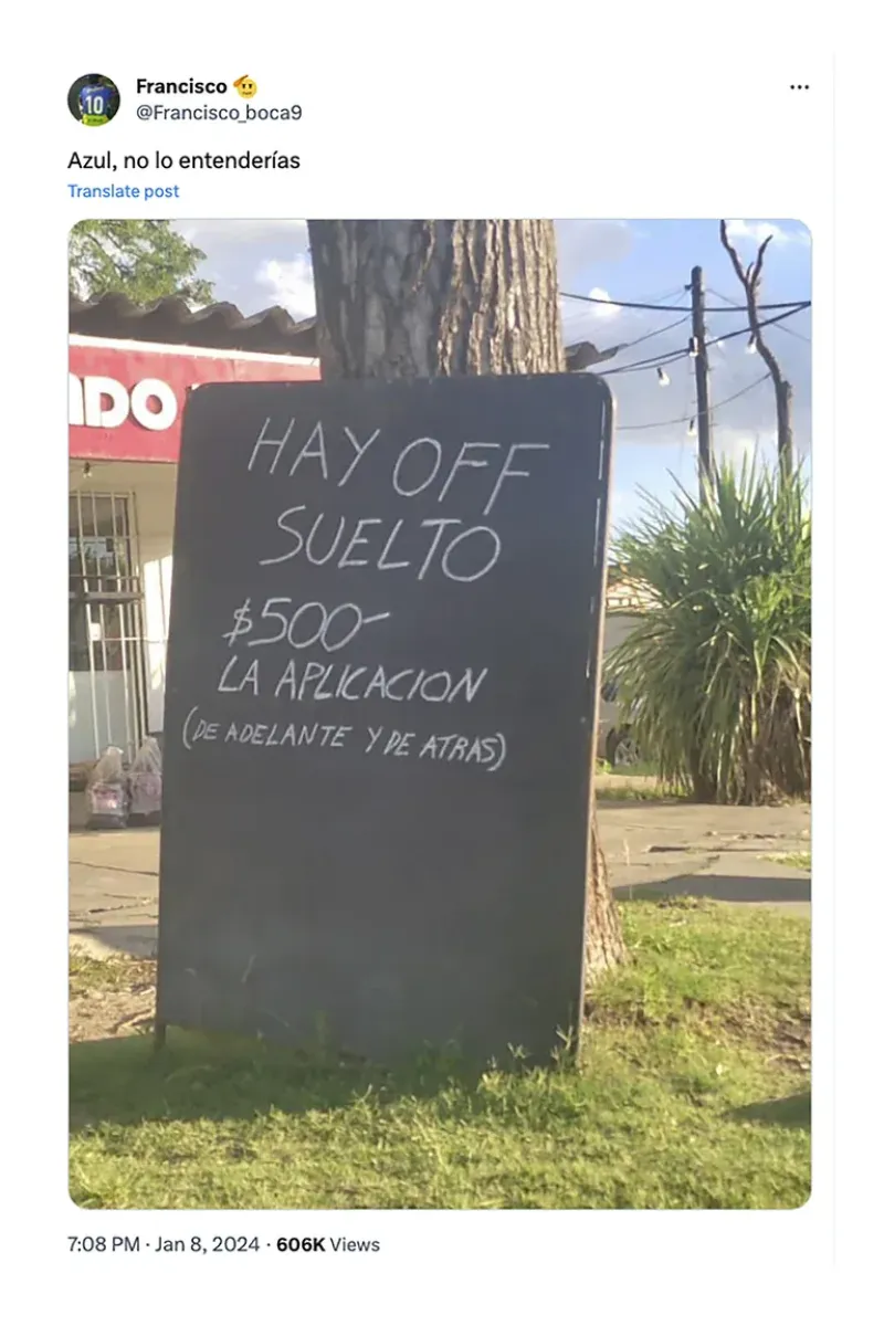La publicación que hizo viral la oferta de Maxi.
