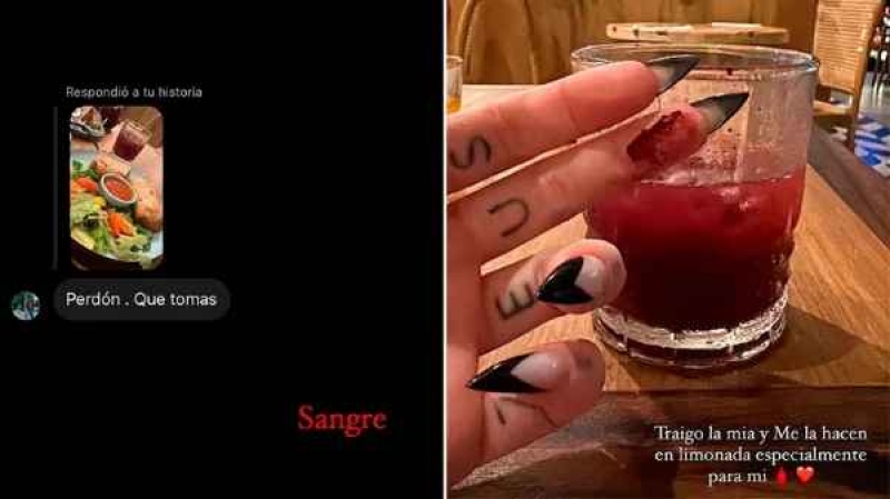  Sofía Clerici aseguró que bebe su sangre en tragos que le preparan especialmente. Foto: historias de Instagram @sofiaclericiok