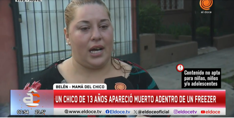 El testimonio de la madre del niño de 13 años hallado muerto dentro de un freezer en Córdoba