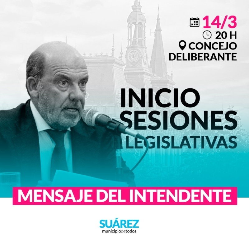 El intendente Moccero inaugurará el periodo de Sesiones Ordinarias del Concejo Deliberante