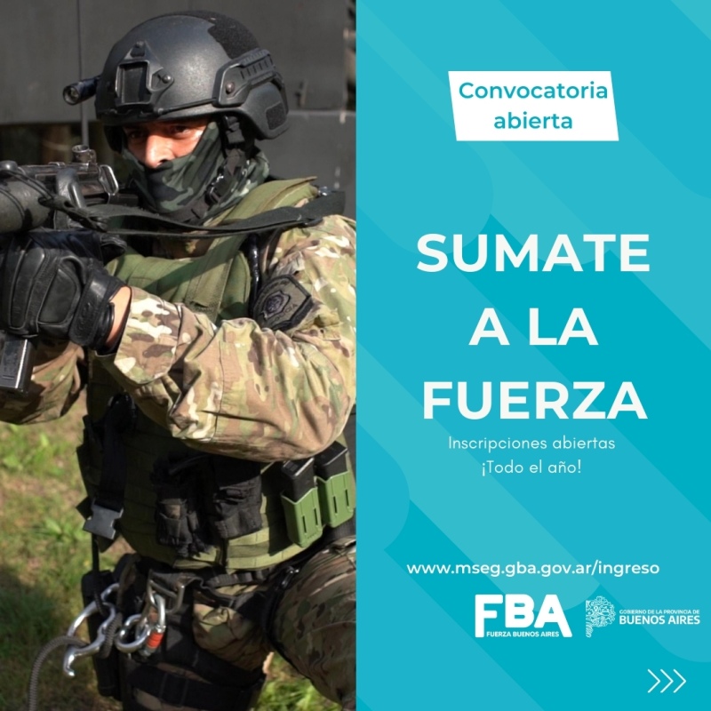 Sumate a la Fuerza Policial. Inscripciones abiertas todo el año